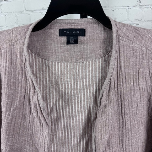 Tahari Linen and Cotton Blend Gauze Dusty Rose Open Front Lightweight Blazer XL - Picture 4 of 6